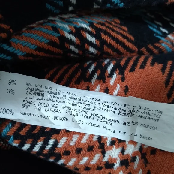 ZARA Men's Orange/Black Plaid Print Knit Long Sleeve Button Down Flannel-Size M - Picture 7 of 11